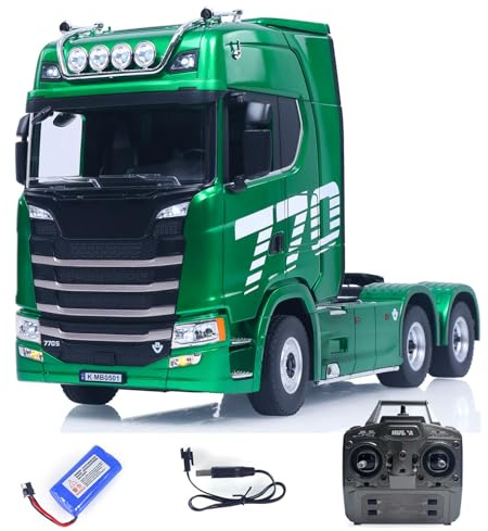 wheelfun RTR HUINA 1/18 Remote Control Tractor Truck SC 770S 1501 6X4 RC Lorry Car Lights Sound System Demon Eyes Assembled Model Hobby Grade Model for Ages 14+