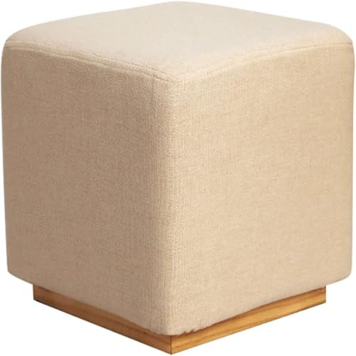 Fußhocker mit gepolstertem Schaumstoffsitz, kleiner Ottomane Fußhocker, moderner quadratischer gepolsterter Schminkhocker, Beige, 34 x 30 cm