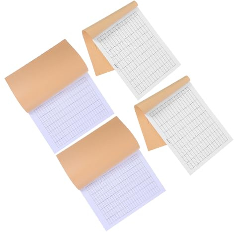 FONDOTIN Lot de 4 Cahiers de Comptabilité à Grille Vierge, Registre de Suivi Financier et Livre D'inventaire, Carnet Quadrillé pour Gestion des Stocks et Suivi des Dépenses, Format