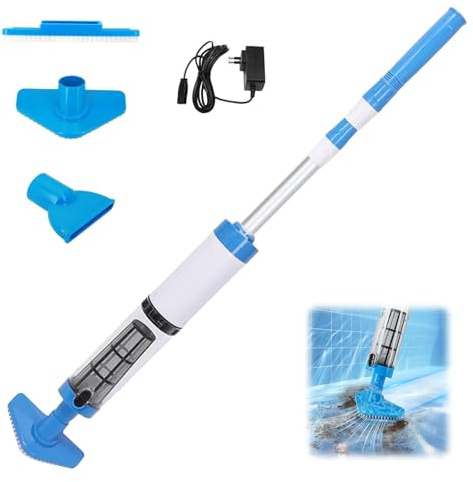 Poolsauger Kabellos mit Akku, Pool Staubsauger mit Teleskopstange, Pool Handsauger Pool Bodensauger, Laufzeit bis zu 90 Min, Kabellos Poolreiniger mit Filter für oberirdische, Whirlpools, kleine Pools