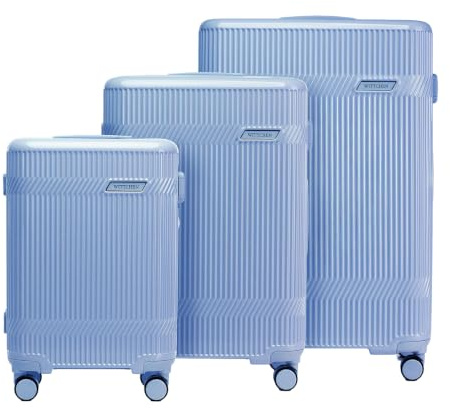 WITTCHEN Kofferset Hartschalenkoffer Polycarbonat 4 Rollen Gloss Line | BlauHochglanz