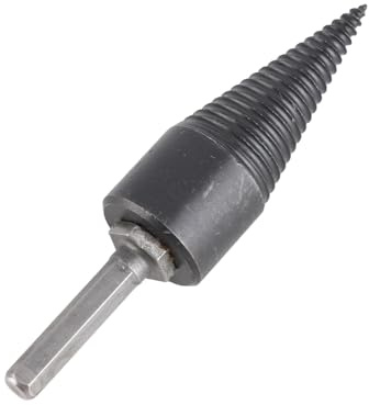 lyrlody Punta da Trapano per Spaccalegna Punta da Trapano Spaccata in Acciaio Ad Alto Tenore di Carbonio 32mm X 90mm Design a Cono Scanalato con Codolo Esagonale per Spaccare Legna da Ardere con a