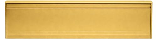 Firemongery 12 Letter Box for Front Door, Aluminium FD30 Fire Rated Letterplate Replacement for 44mm Timber Doors, Dual Flap Letter Box Flap with Intumescent Lining, Gold