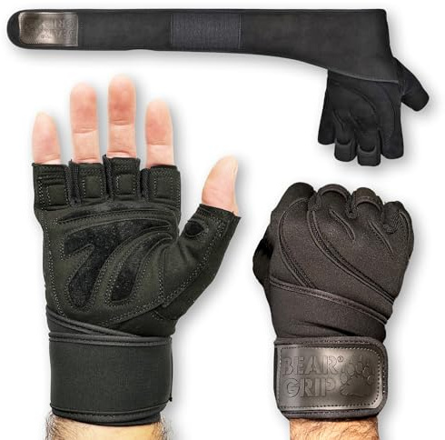 Bear Grip – Gewicht heben Handschuhe mit Handgelenkbandage Wraps