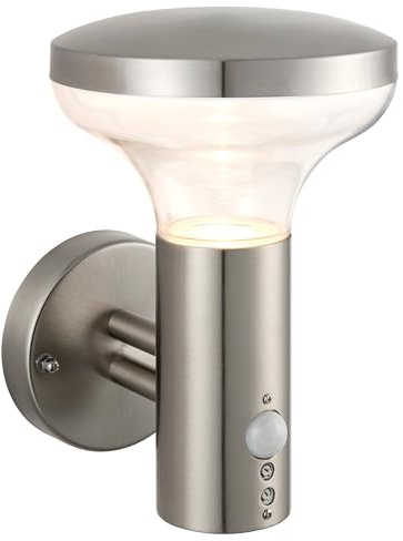 National Lighting ROKO Outdoor Garden Porch Security PIR Motion Sensor Presence Detector GU10 LED Marine Grade Stainless Steel Wall Light - Ideal for Coastal Areas IP44 Rated