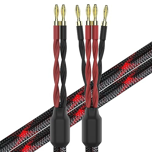 KK CABLE K4B-2B Bi-Wire Lautsprecherkabel (2-4 Bananenstecker), 1 Paar Set (12 Stecker), 3 m