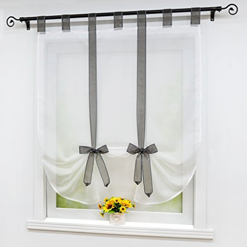 Joyswahl Raffrollo Voile Bindegardine mit Schlaufen »Adele« Unifarbige Gardinen BxH 120x140 Grau 1er Pack