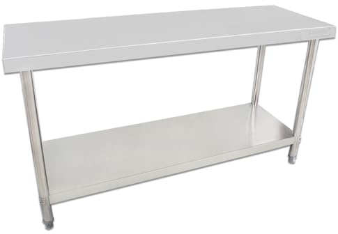 Beeketal 'BA150' Gastronomie Edelstahl Arbeitstisch 150 x 60 cm, Tisch bis 140 kg belastbar, Profi Gastro Küchentisch mit extra großer unteren Ablagefläche und justierbaren Stellfüßen