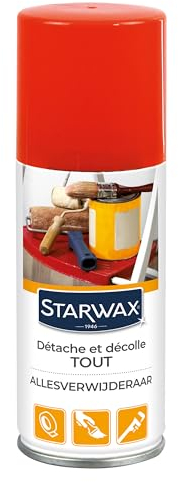 STARWAX - Allesentferner-Spray - Entfernt Leim und hartnäckige Flecken - Ideal vor der Wäsche - Anwendung auf Textilien, Leder, Holz, PVC, Metall - Orangenduft - Französische Herstellung - 100 ml