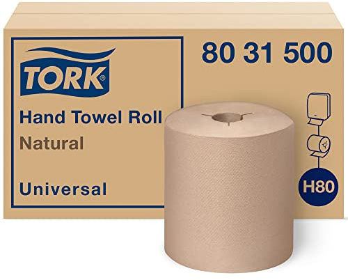 Tork Hand Towel Roll, Natural, Universal, H80, 100% Recycled, 1-Ply, 6 Rolls x 630 ft, 8031500