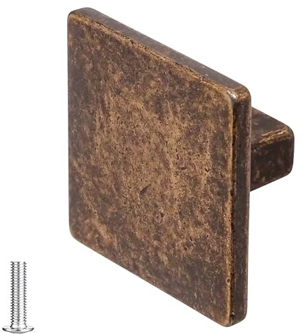 Decoranddecor Calla Square Cabinet Knob Door Pull Handle Kitchen Cupboard Furniture Drawer (1 Pack, Antique Copper)