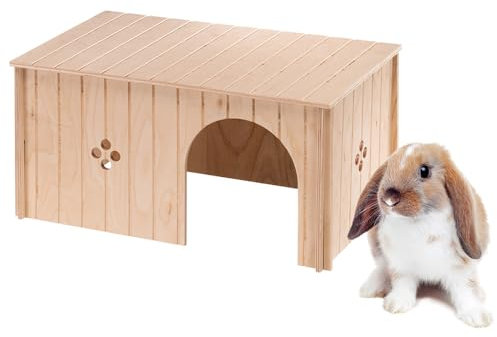 Ferplast Rabbit House, Guinea Pig Wooden House, Small Pet House, FSC Certificated Wood, 52 x 31 x 26 cm