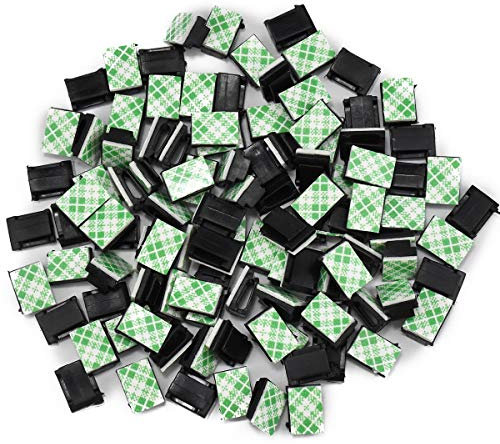Dokpav 100PCS Rangement de Câble, Clips Câbles Adhésifs, Attache de câble, Câble de Bureau Fixation, Gestion de Câble pour Organiseur de Fils Electriques TV, Chargeur, PC, Bureau, Maison (Noir)