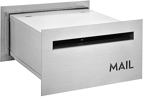 Brick-in Chute Through The Wall Stainless Steel Mailbox - Modern Architectural Locking Design - 8.75 H x 15.75 W - Enhance Your Home with The Melton from Bailey Boxes