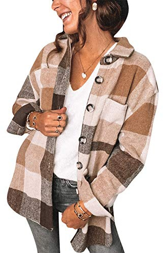 OMZIN Femme Chemise Bucheron Décontractée Classique Retro Ecossaise Coton Flanelle Blouse Gilet