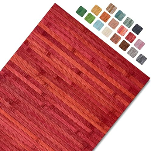 CosìCasa Bambusteppich für die Küche mit Rutschfester Unterseite | Badematte Holz Pflegeleicht | Bambus Bambusmatte Bad | Küchenläufer rutschfest Bambus | Rubinholz 50X100