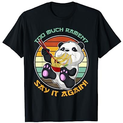 Bol De Ramen Animé Panda Kawaii Retro Nouilles De Ramen T-Shirt