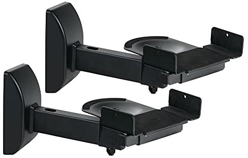 Pronomic SWM-25 BK Wandhalterung für Lautsprecher - Universelle Klemmhalter für HiFi- und PA-Boxen - Belastbar bis max. 25 kg - Neigung um ±8° und Rotation um ±90° justierbar - Aus Stahl - Schwarz