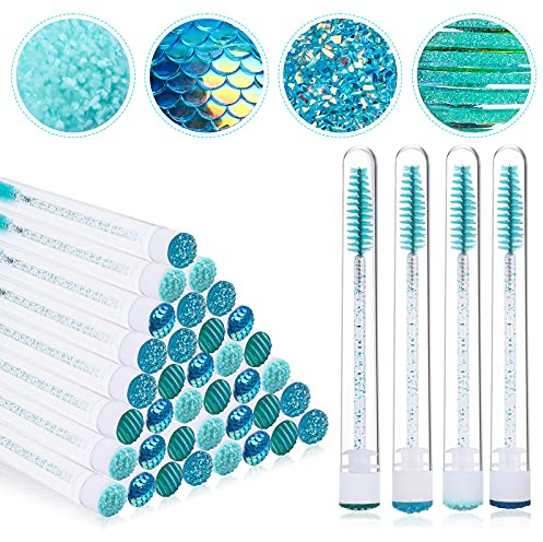 EBANKU 40 Stück Blau Diamant Leere Mascara Tube Set, Wimpernbürste Tubes Leere Mascara Wand Tube Make-up Pinsel Mascara Pinsel für Wimpernverlängerung