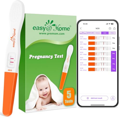 5 x Schwangerschaftstest Frühtest Empfindlich Zuverlässiger: Easy@Home Pregnancy Test 10 mIU/ml - Frühschwangerschaftstest mit Schnellem & Klarem Ergebnis - Frühtest Schwangerschaft - 5 HCG Test