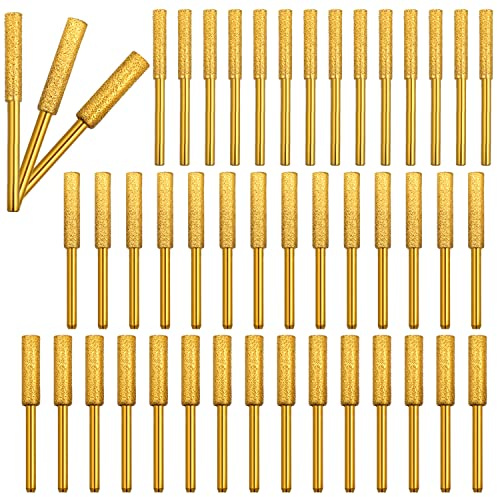 Shitime 45 Pcs Diamond Chainsaw Sharpener 1/8 Shank, High Hardness Burr Grinding Stone Chainsaw Sharpening Kit for Chain Saw Stone Jewelry Wood (5/32'', 3/16'', 7/32'')