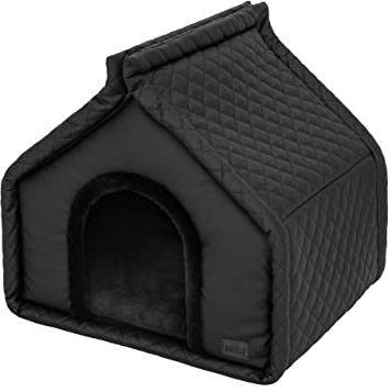 Hundehütte Katzenhütte Hundehöhle Katzenhöhle Hundehaus Katzenhaus Hütte Höhle Hundekissen Katzenkissen Haustierhütte Große R1-42 x 32 cm Schwarz