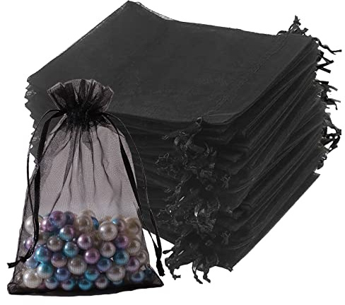 dogmoon 50 PCS Organza Geschenk Schmuckbeutel, 15 × 20 cm Organza Beutel mit Kordelzug Organzabeutel Säckchen für Hochzeit Süßigkeiten Party
