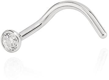 NKlaus Nasenpiercing für Damen Weißgold; Weiß, 2mm 750 Spiralen, 1 Stück | Zirkonia Weiß; Gewicht: 0,2g