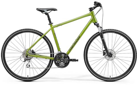 Merida Bicicletta di marca, bici ibrida da trekking a tutto tondo, freni a disco idraulici, crossway 20-D, dimensioni ruote 700C, S (47), seta autunno verde (nero)