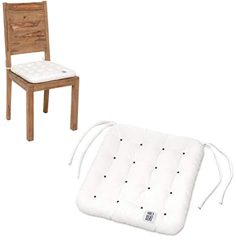 HAVE A SEAT Living - Stuhlkissen 40x40 4er Set - Bequemes Sitzkissen Orthopädisch, Waschbar bis 95°C, Indoor/Outdoor, Wetterfest - Made in Germany (4er Set - 40x40 cm, Weiß)