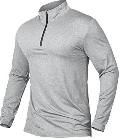 CARWORNIC Herren Langarmshirt Half Zip Sportshirt Laufshirt 1/4 Zip Pullover Leicht Atmungsaktiv Gym Jogging Trainingsshirt mit Stehkragen