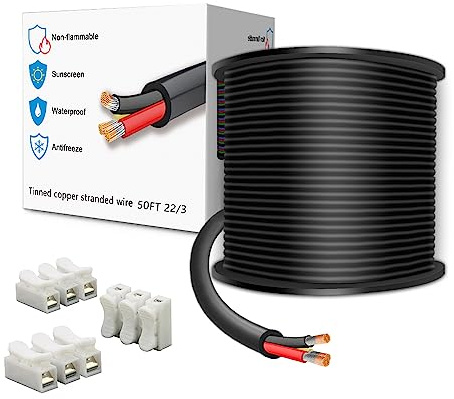 LEADTOPS 15.24 M 22 Gauge 22/3 3 Adriges Elektrischer Draht 3x0,3mm², 3 Poliges Kabel für LED -Licht, Automobile, Boot, Equitment