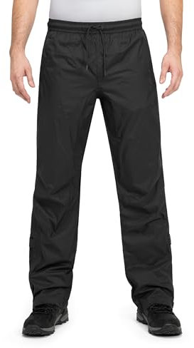 Höhenhorn Pluvia Pantaloni da uomo, impermeabili, antipioggia, per colonna d'acqua fino a 5000 mm, traspiranti, con custodia per il trasporto, per attività all’aperto, Nero , L