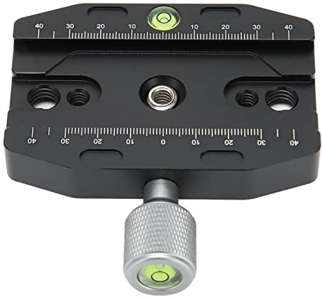 CNC Machining Camera Tripod Mount Adapter with 2 Bubble Levels, Quick Release Plate Clamp for DSLR Camcorder Projector