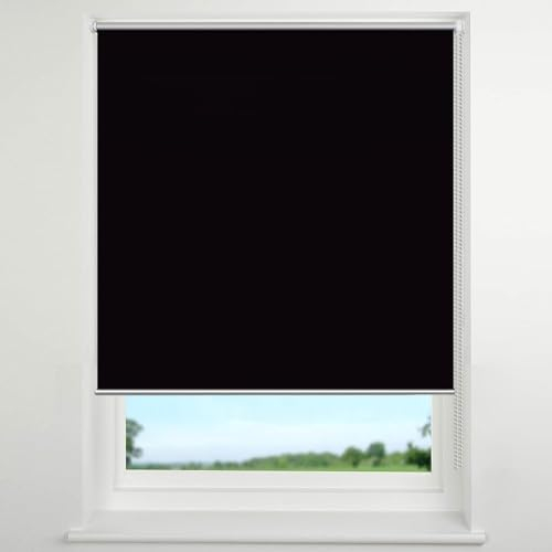 Verdunklungsrollo Ohne Bohren 55 x 130 cm Sonnenschutz Blickdicht Klemmfix Rollo Seitenzugrollo Höhe Stufenlos Verstellbar für Fenster und Tür, Schwarz