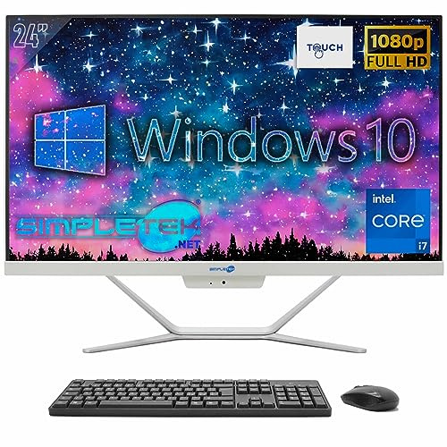 SIMPLETEK - PC All in One Touch 24 | Core i7 | Windows 10 Pro | 16 Go RAM SSD 480 Go | Webcam 2K | Écran tactile