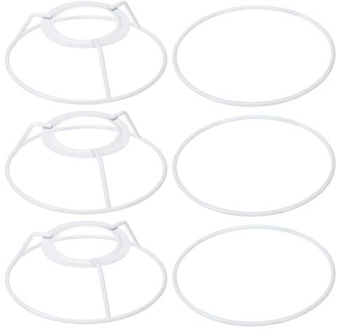 PATIKIL 3 Paquet 4.3 pouce E26 E27 Lampe Abat-jour Anneau Cadre Blanc | avec Européen Installateur, Abat-jour Support Fil Cadre DIY Tambour Anneau pour Table Sol Lampe