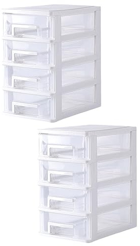 SaditY 2pcs 4 mini cosmetics storage organizer jewelry drawer organizer desktop storage Organizer Drawers lipstick organiser mini fridge freezer babyfood travel plastic box to weave white