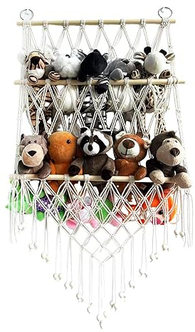 Bvizyelck Kuscheltier Aufbewahrung Netz Makramee Stofftier Hängematte Spielzeug Aufbewahrung Hängematte Stofftier Organizer Kinderzimmer Hängend Spielzeug Organizer Für Plüschtiere Und Teddybären