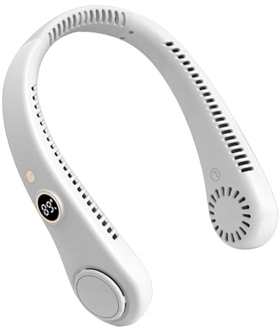 Ventilador portátil de cuello de 4000 mAh, recargable, ventilador colgante sin aspas de 5 velocidades, banda suave para el cuello, refrigeración de flujo de aire de 360°, mini ventilador para viajes