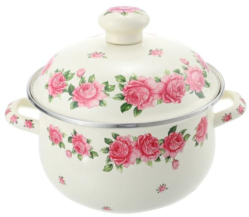 Cabilock Emailletopf non stick pan antihaft topf Schmortopf mit Doppelgriff dekorativer Schmortopf Vintage-Dekor tragbarer Suppentopf dekorativer Kochtopf altmodisch schmücken Küchenwaren