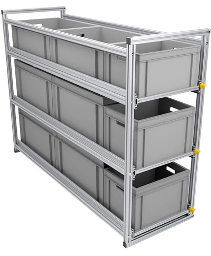 Tinobu Heckauszug XXL 150cm, Mehreren Etagen, mit 220kg beladen - ideal für die Heckgarage im Wohnmobil (Ebenen: 3)