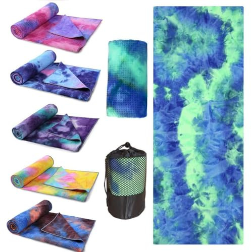 Oaygat Toalla de yoga antideslizante con puntos de agarre, manta de yoga de 24 x 72 pulgadas, manta de yoga súper suave que absorbe el sudor, toalla de microfibra con bolsa de transporte de malla para