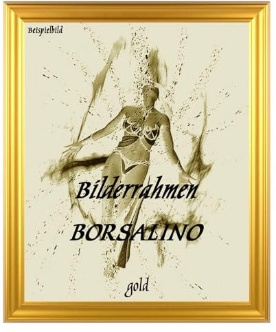 Borsalino Barock Bilderrahmen Posterrahmen 48x68 cm Puzzlerahmen Farbe Gold Schlicht 68x48 cm mit weisser Rückwand und klarem Arcylglas