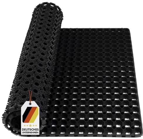KARAT Ringgummimatte - Türvorleger, Schmutzfangmatte - Fußmatte aus Gummi - Schmutzfangmatte, Fußabtreter, Wabenmatte, Gummimatte, Drainagematte Octodoor (100 x 150 cm)