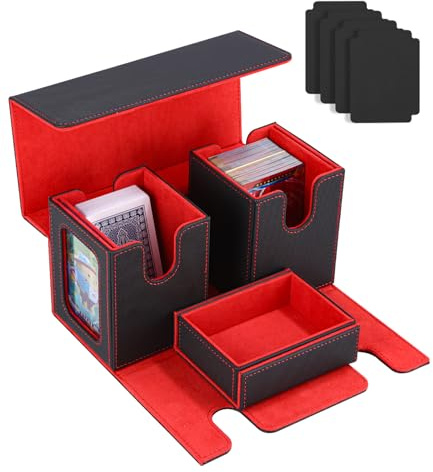 Azyvum Deck Box para Magic The Gathering, con Ventana De Visualización, Magic Commander Deck Caja de Cartas coleccionables para 200+ Cartas con Compartimento para Dados 4 divisores