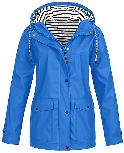 Giacca da Donna Cappotto da Pioggia per Esterno Cappotto Solido Impermeabile con Cappuccio Antivento Plus Cappotto da Donna Spolverino Estivo