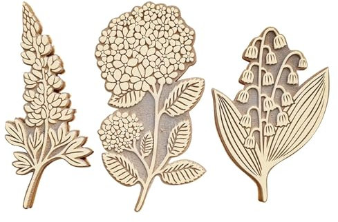 Blumenstempel, Holzstempel-Set | Scrapbook-Siegel aus , Retro-Blumen-Siegel mit klarem Muster, 3 Stück, für Papierschablonen, Kartendekoration