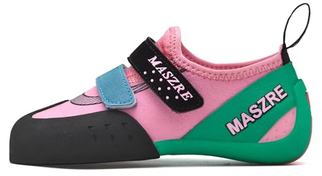 MASZRE Kids Rock Climbing Shoes for Sport Climbing and Bouldering Black （31,Pink）