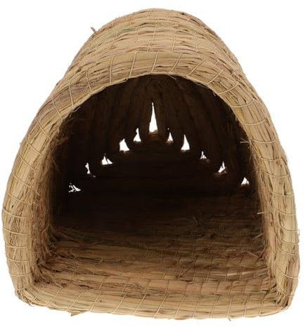 Sosoport Cama De Paja Tejida para Mascotas Nido De Gallina Semicerrado s Casa para Hámster y Chinchilla para Pequeños Animales
